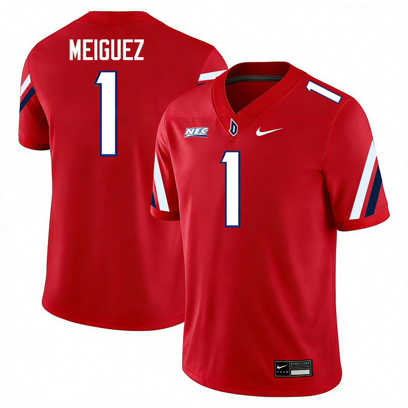 Duquesne Dukes #1 Tyson Meiguez College Football Jerseys,Uniforms Stitched-Red